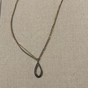 Gold and Silver Teardrop Pendant Necklace